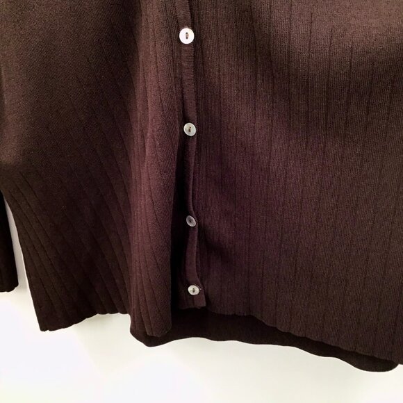 Vintage Sz. 22/24 Cardigan Chocolate Brown Avenue Knit Mother of Pearl Buttons - Picture 4 of 9